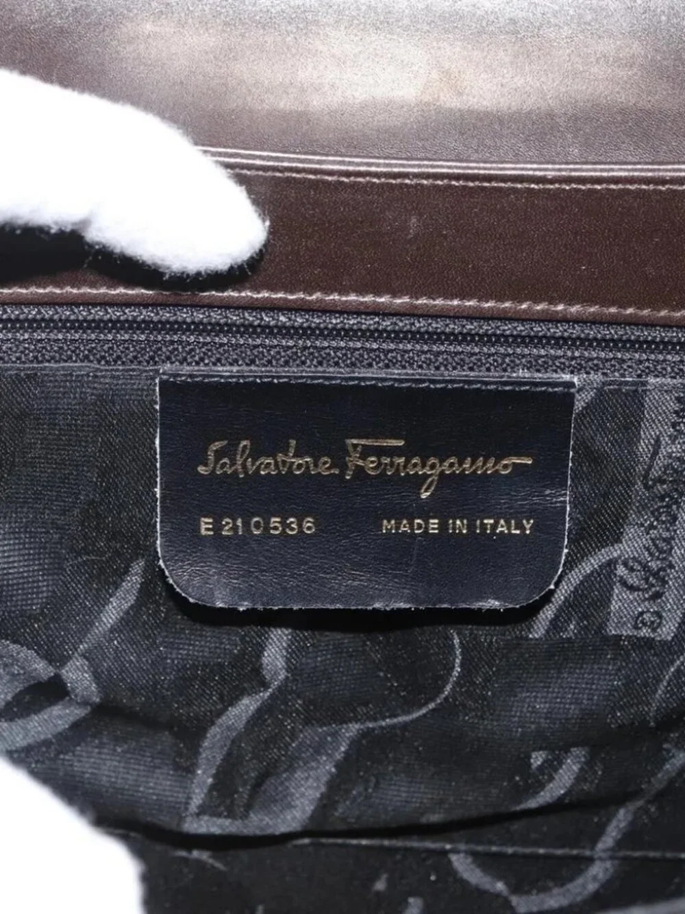 Salvatore Ferragamo Gancini Hand Bag Leather 2way Brown Gold Auth ARZ526